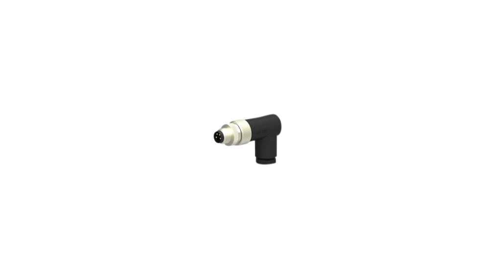 Rundsteckverbinder, M8, Stecker, Abgewinkelt, Pole - 4, Schraubanschluss, Kabelhalterung